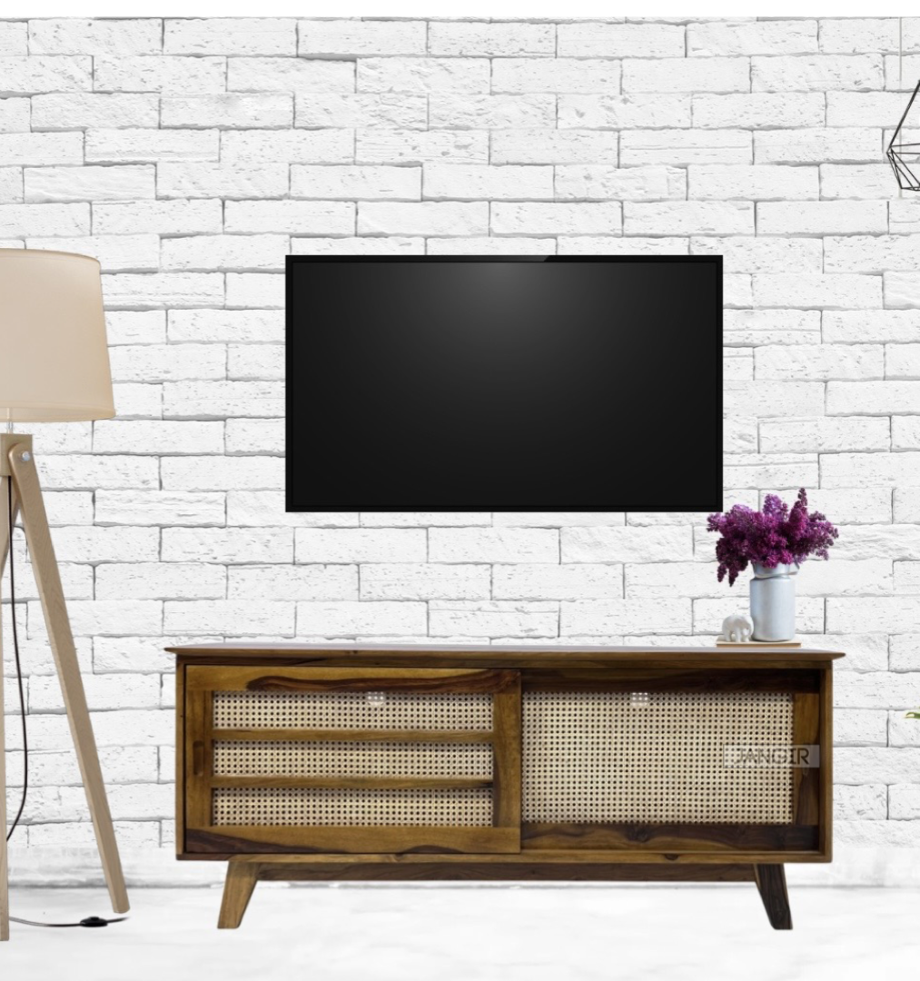 Upgrade your living room with our Natural Cane Weaved Solid Wood TV Unit, made with sheesham wood. Shop Wicker & rattan TV stand / Unit near you in Bangalore