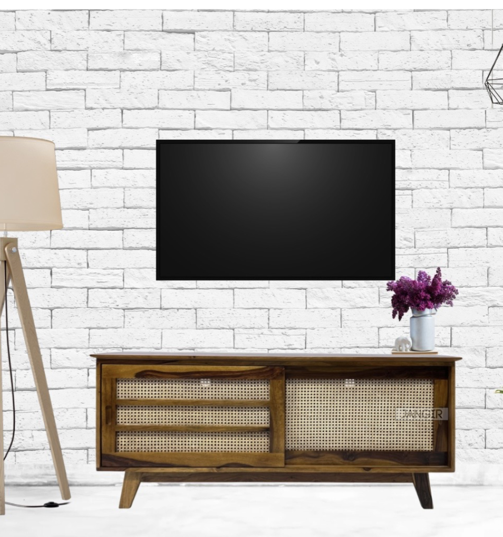 Natural Cane Weaved Solid Wood TV Unit, Cane Weaved tv unit, tv unit, tv stand, tv cabinet, designer tv stand, tv table, tv table stand, wooden tv stand, wooden tv unit, led tv stand, modern tv stand, modern tv unit, tv showcase