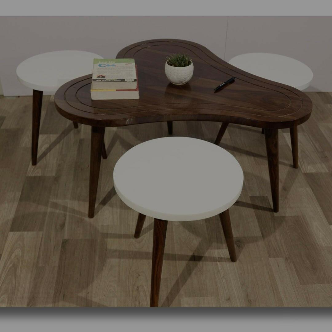 Check out our range of exquisite coffee tables with stools made from sheesham wood! Designed to elevate any space, these center tables offer both comfort and contemporary style. Visit us in Bangalore