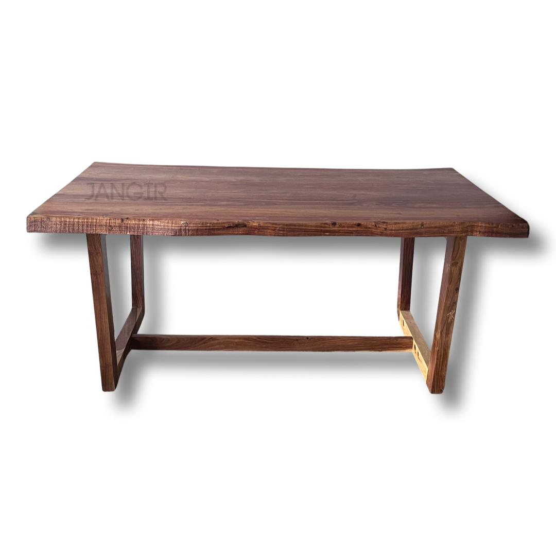 Elevate your dining room with Our sheesham wood made Alexa Live edge Dining Table Set with designer chairs. Buy Luxury six seater dining table today !