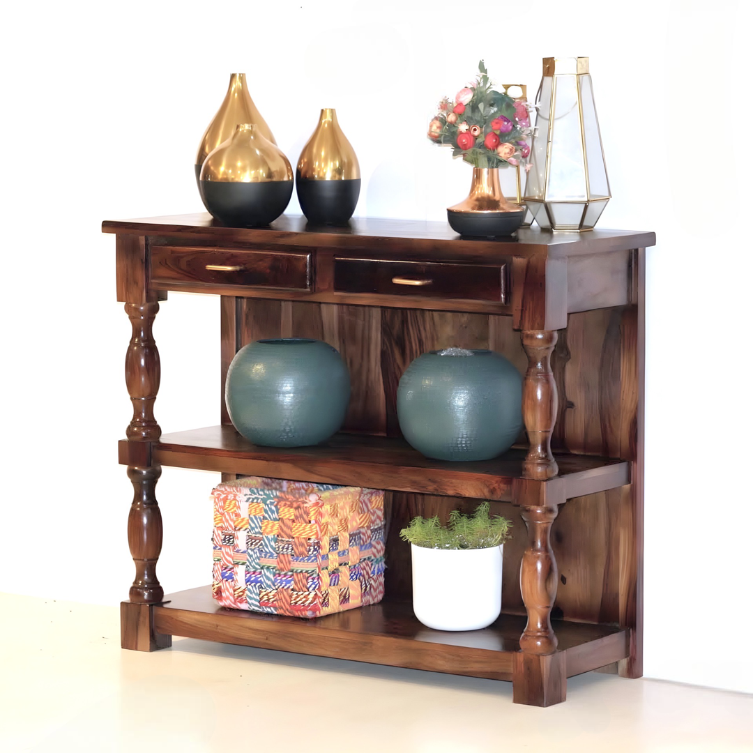 Elevate your space with this versatile and functional console table, crafted from sheesham wood. This console table features ample storage for all your essentials, making it a practical. Shop now!