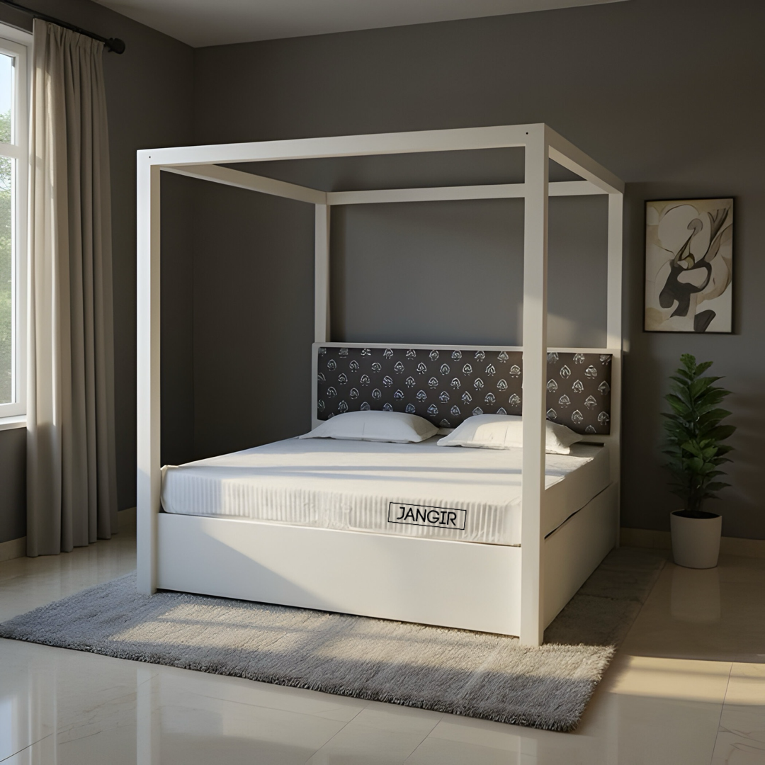 Upgrade your bedroom with our the sturdy, stylish Reir Sheesham Poster Bed! Shop Sheesham wood made queen and king size four poster beds near you in Bangalore!