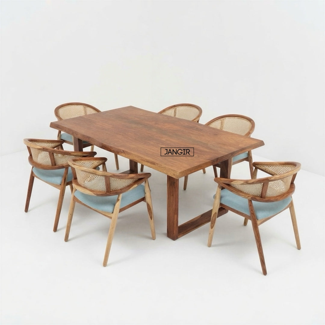 Comfort Live Edge Dining Table With Cane Chairs