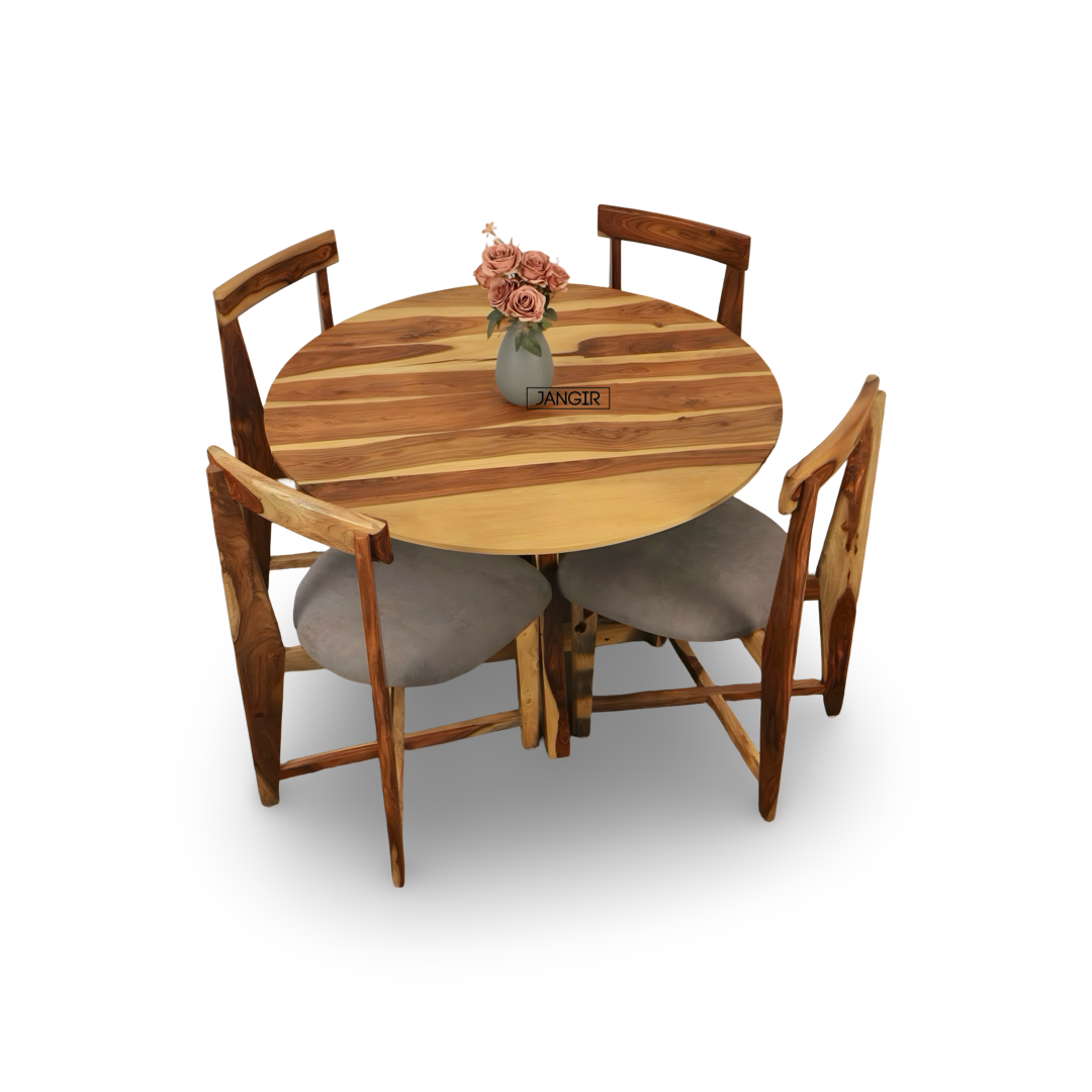 Elevate your dining space with the durable Sheesham Wood Round Table Set. Shop now for timeless elegance and quality near you in Bangalore