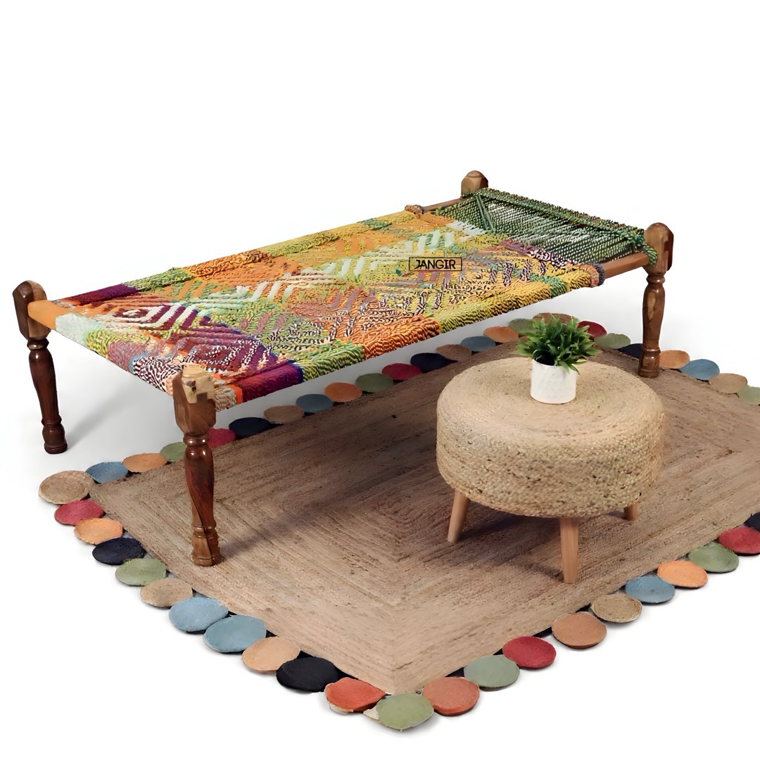 Discover our Multi Colour Charpai, made with sheesham wood. Buy authentic Rajasthani designs wooden charpai bed and Khatiya online near you at best price!