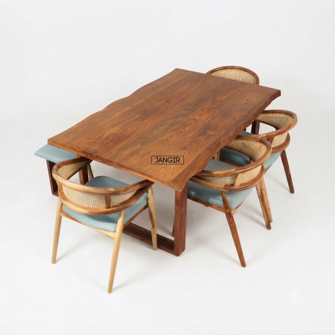 Comfort Live Edge Dining Table With Cane Chairs