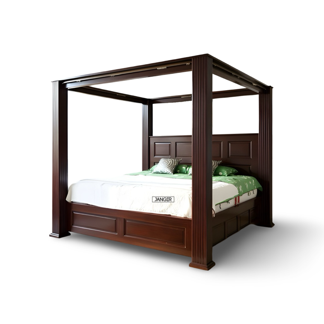 Experience luxury sleep with our sheesham poster bed. Shop king and queen size designer four poster bed with storage options near you in Bangalore!
