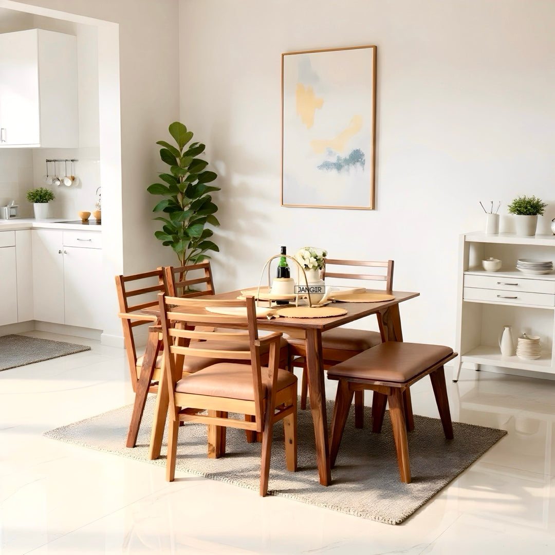Suarez Sheesham Wood Dining Table Set