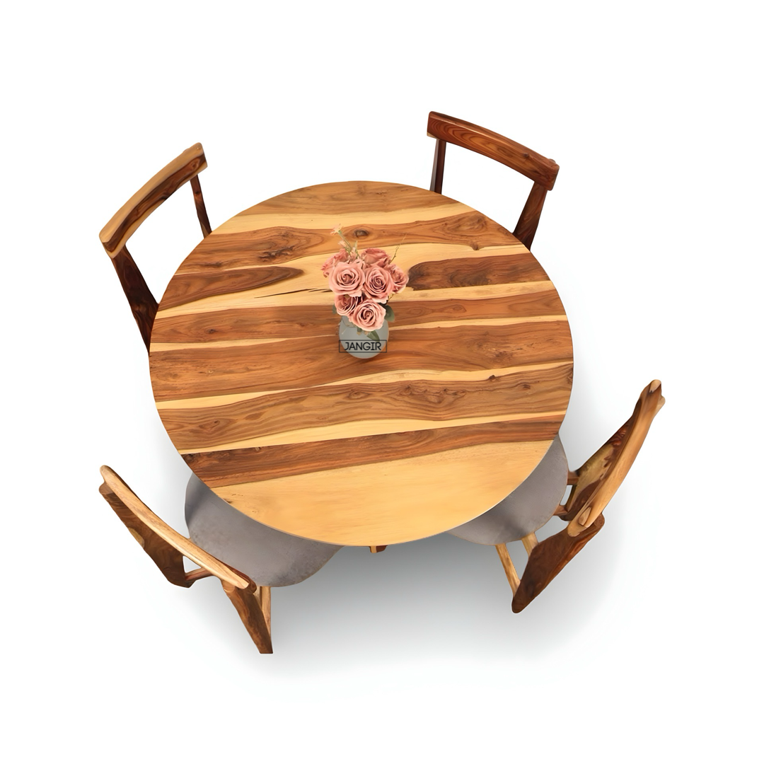 Elevate your dining space with the durable Sheesham Wood Round Table Set. Shop now for timeless elegance and quality near you in Bangalore