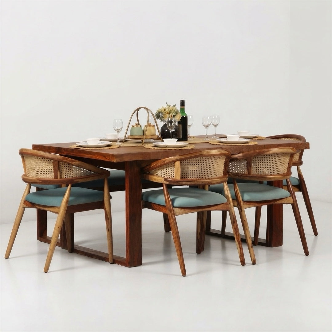 Comfort Live Edge Dining Table With Cane Chairs
