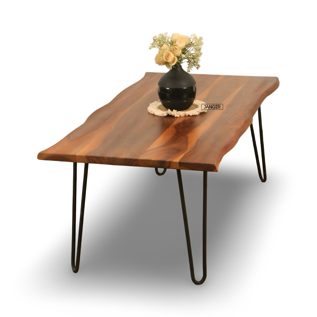 Discover the Wire Live Edge Coffee Table—solid sheesham with metal legs. Elevate your living space today!