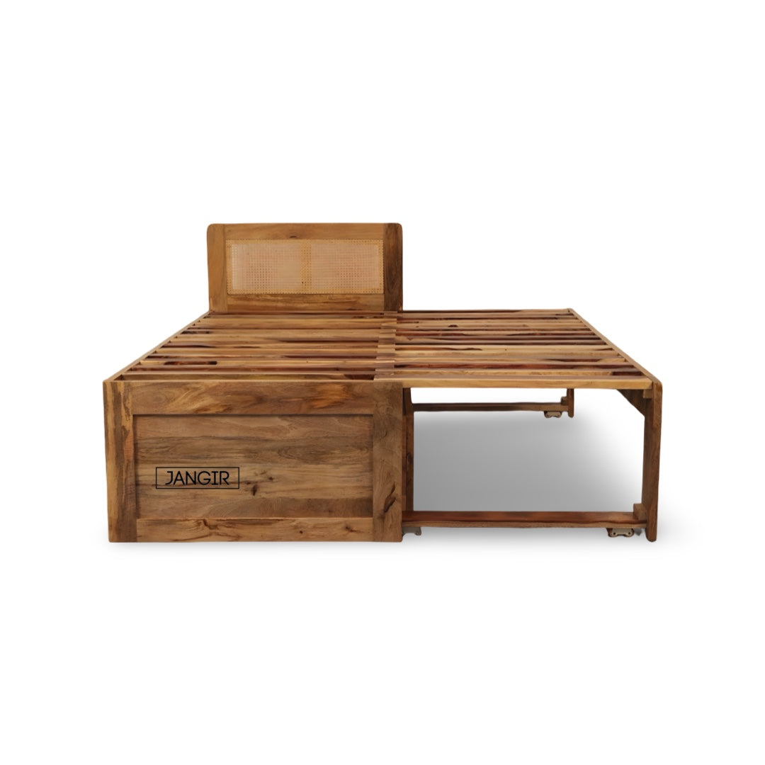 Discover our Space Saving Expandable Bed, Sheesham or mango wood made, smart storage & seamless style. Buy folding bed for small rooms near you.