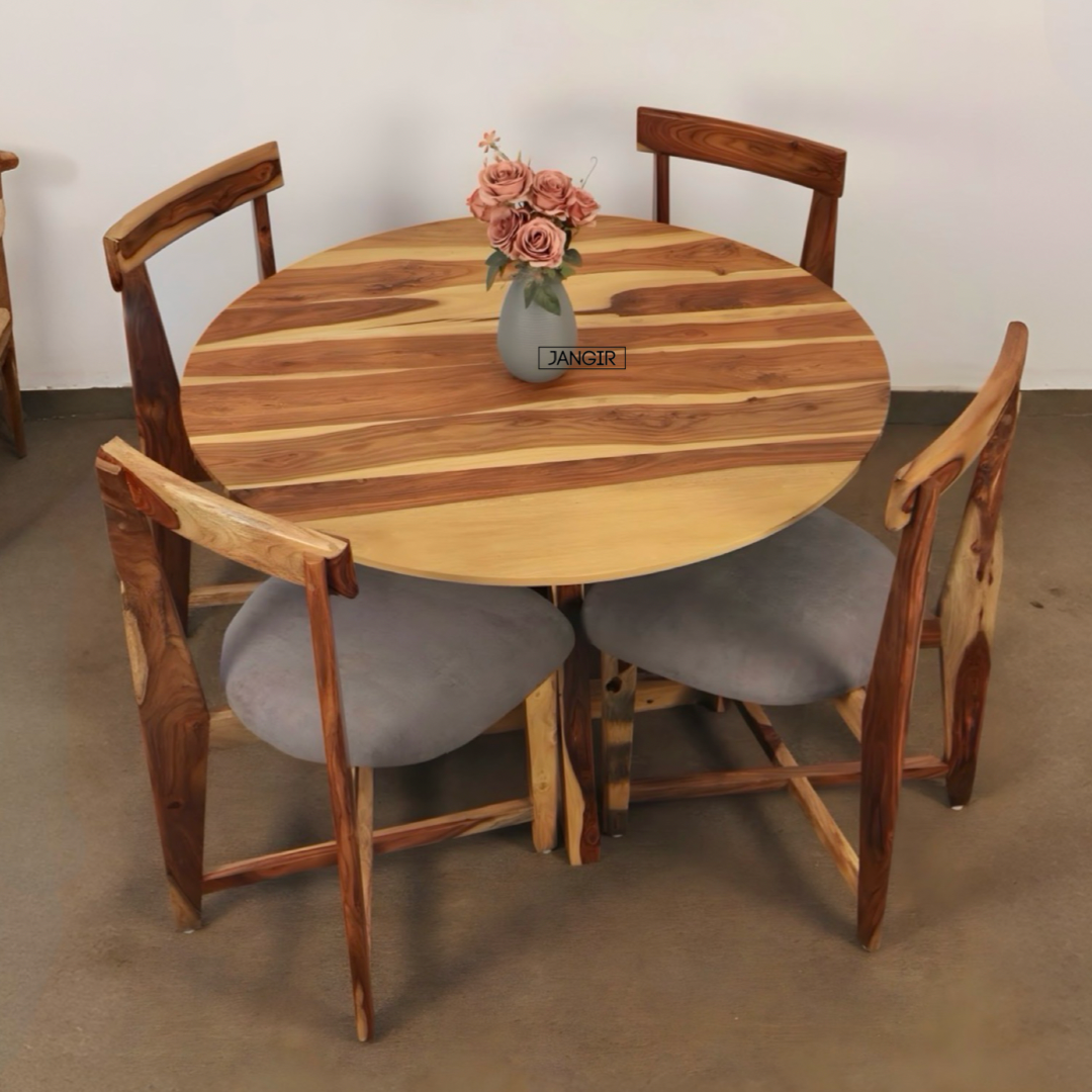 Elevate your dining space with the durable Sheesham Wood Round Table Set. Shop now for timeless elegance and quality near you in Bangalore