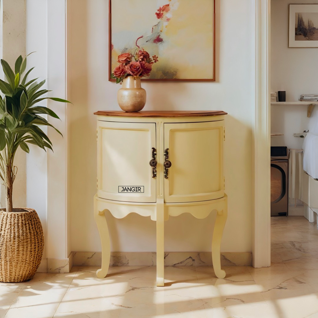 Add charm in living room with our sheesham wood Half Moon Rustic Wood Console Table. Buy console table with storage for entryway, hallway near you in Bangalore