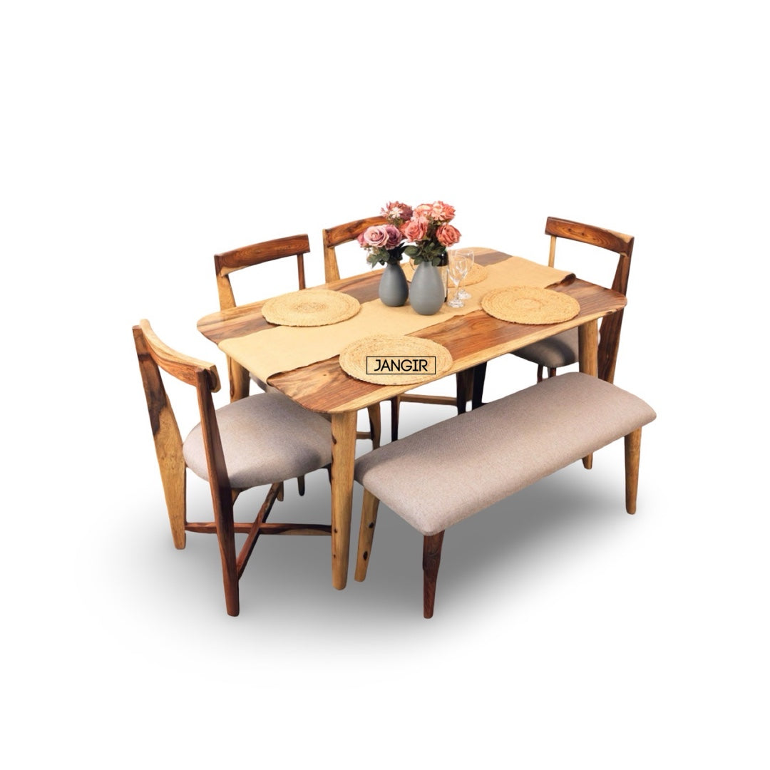 Discover our modern & stylish Rear dining table set, crafted with sheesham wood. Upgrade your dining room with our six and dining table near you in Bangalore.