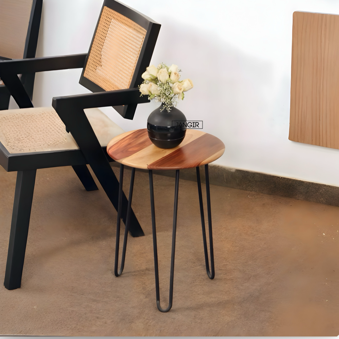 Discover the Wire Side Table with sheesham wood top and metal legs. Enhance your living space—shop now for timeless style and durability.
