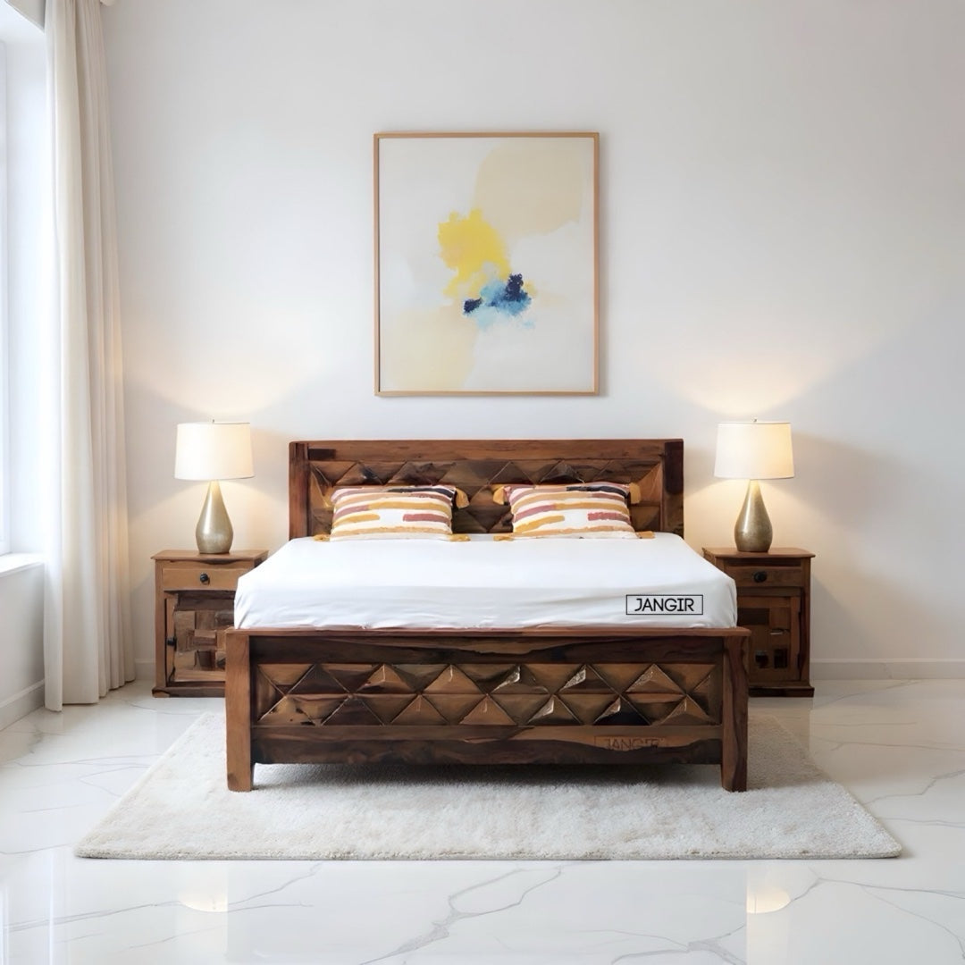 Triangle Pyramid Solid Wood Storage Bed
