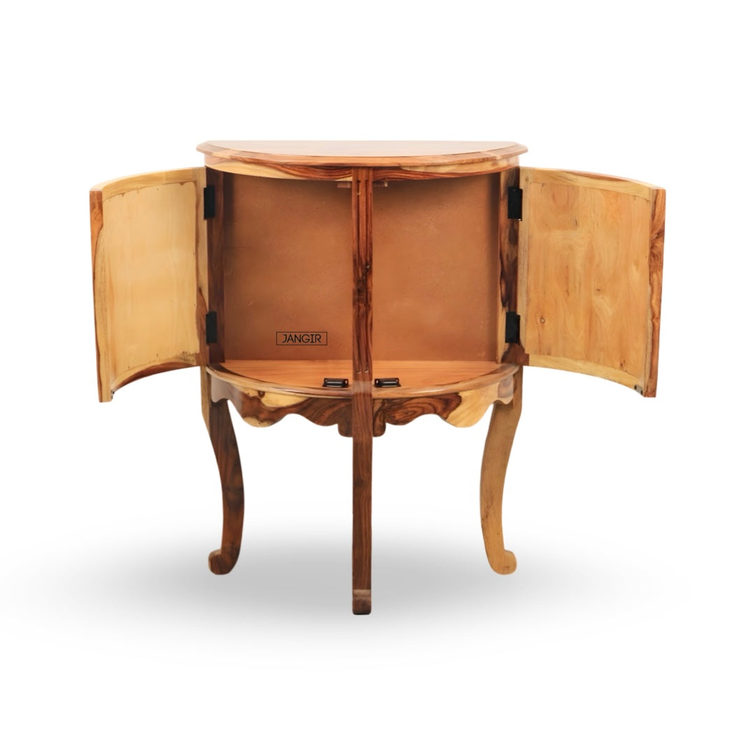 Add charm in living room with our sheesham wood Half Moon Rustic Wood Console Table. Buy console table with storage for entryway, hallway near you in Bangalore