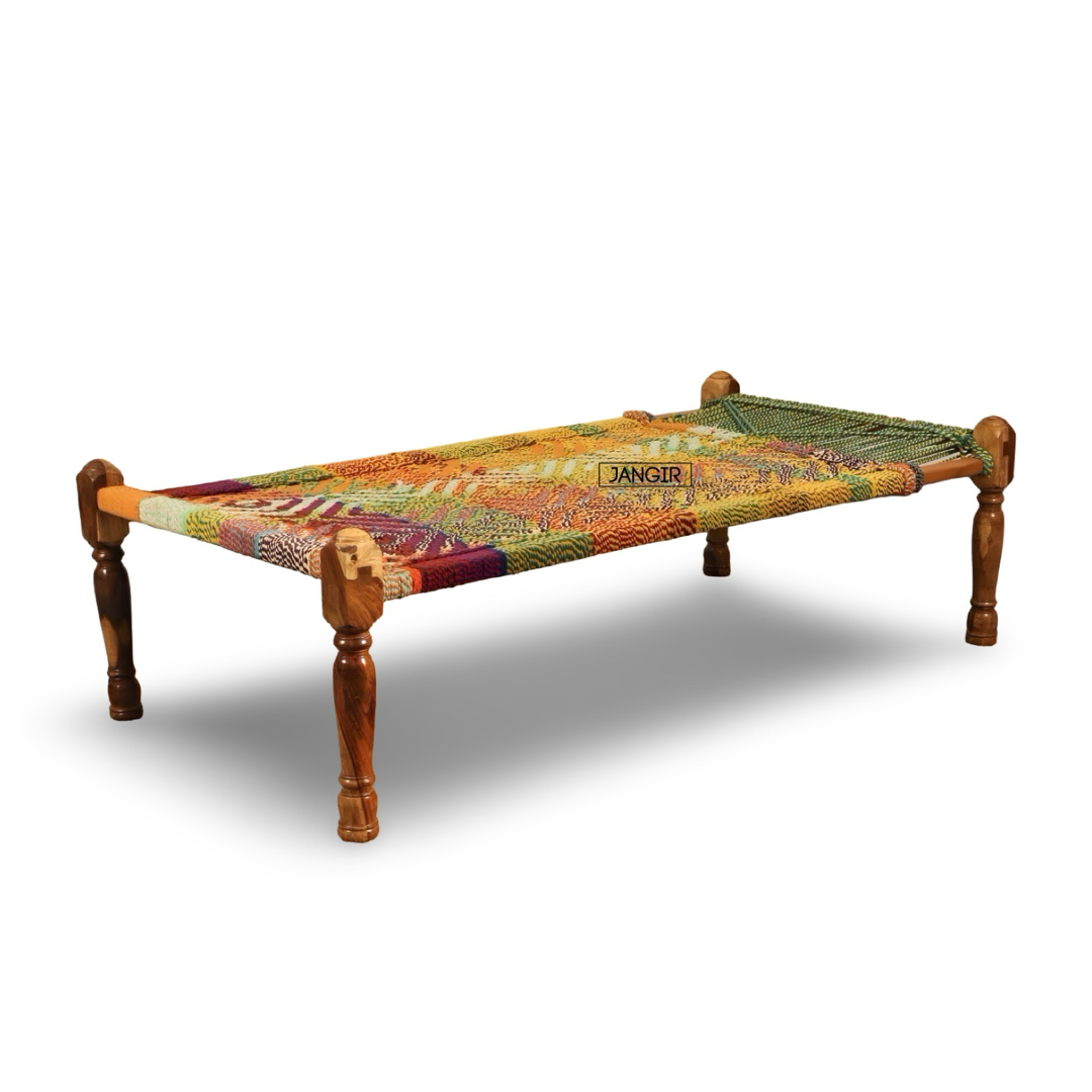 Discover our Multi Colour Charpai, made with sheesham wood. Buy authentic Rajasthani designs wooden charpai bed and Khatiya online near you at best price!