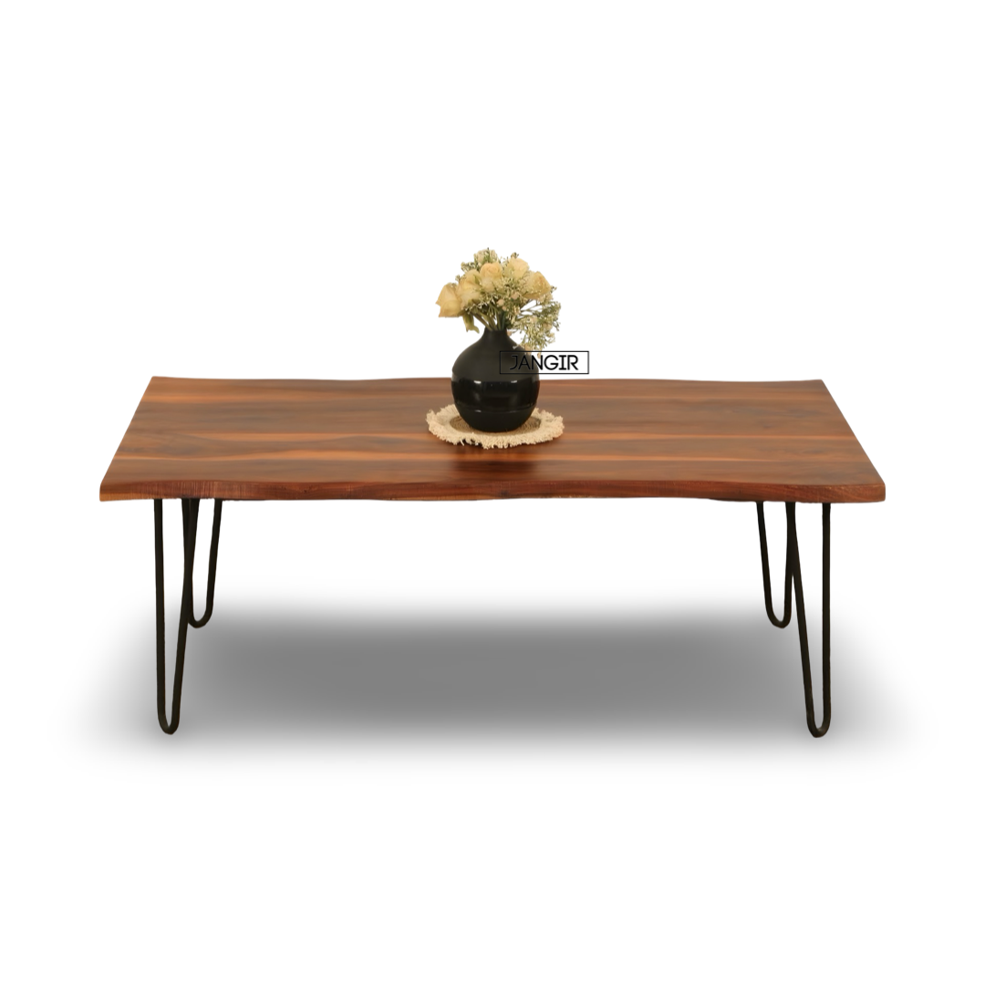 Discover the Wire Live Edge Coffee Table—solid sheesham with metal legs. Elevate your living space today!