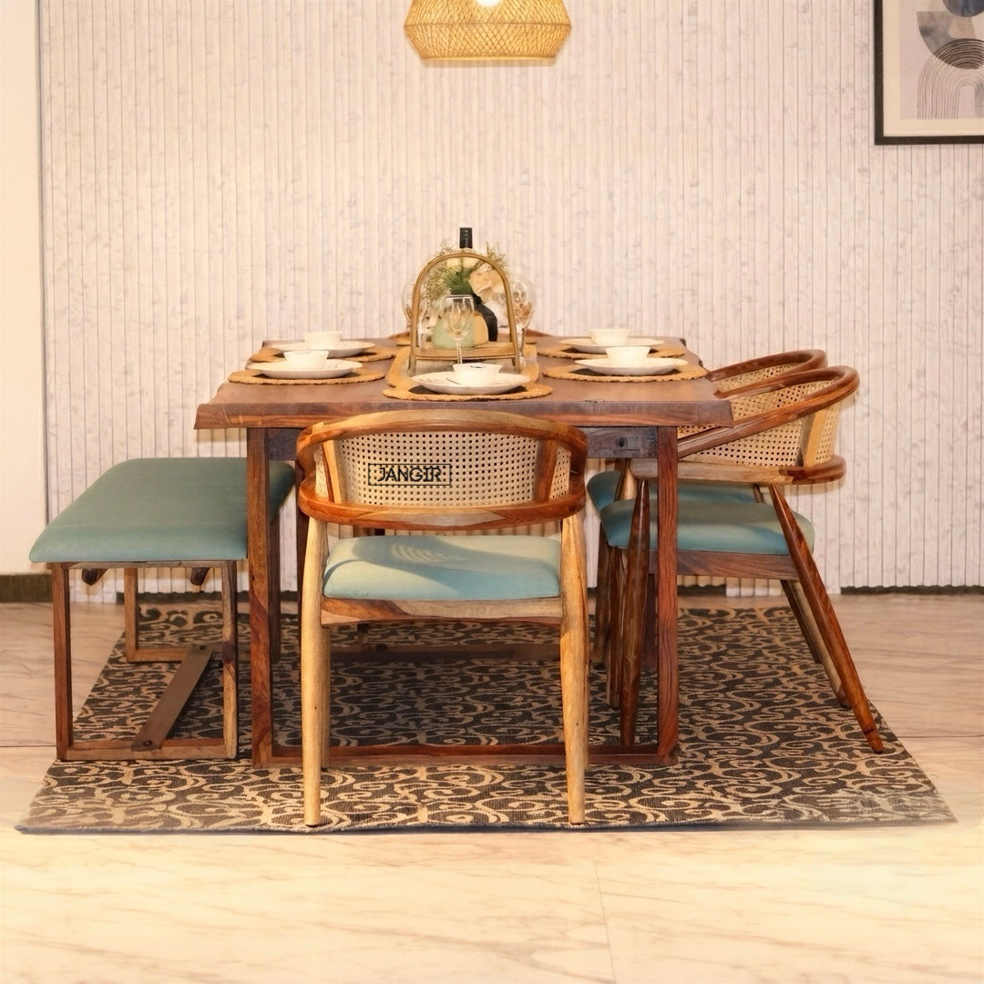 Comfort Live Edge Dining Table With Cane Chairs