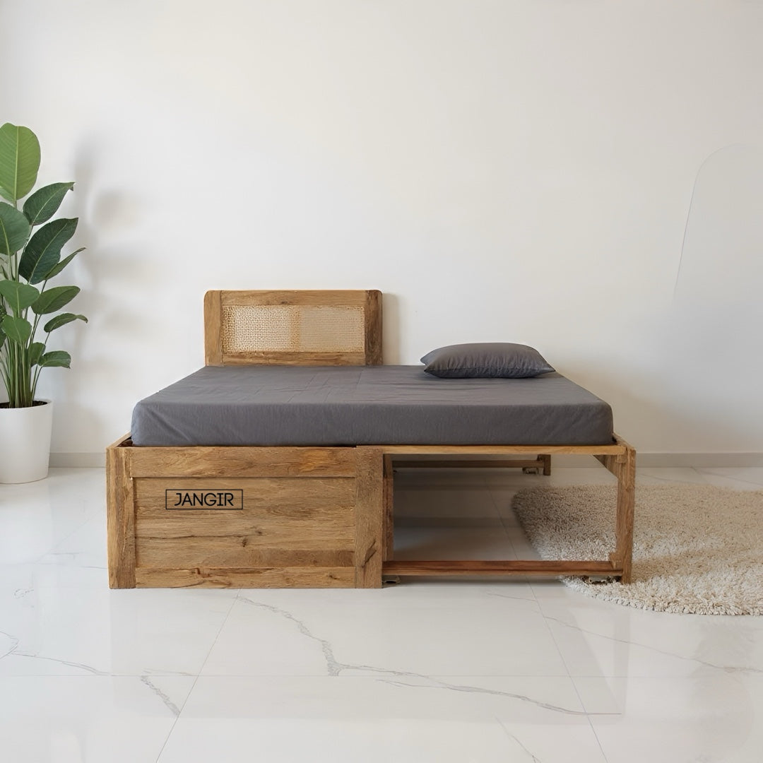 Discover our Space Saving Expandable Bed, Sheesham or mango wood made, smart storage & seamless style. Buy folding bed for small rooms near you.