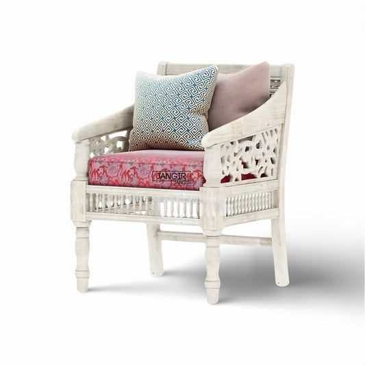 Discover the timeless beauty of our white rustic carved sofa. Made with sheesham wood, Adds elegance and charm to your living space with Antique Carved Sofa Set