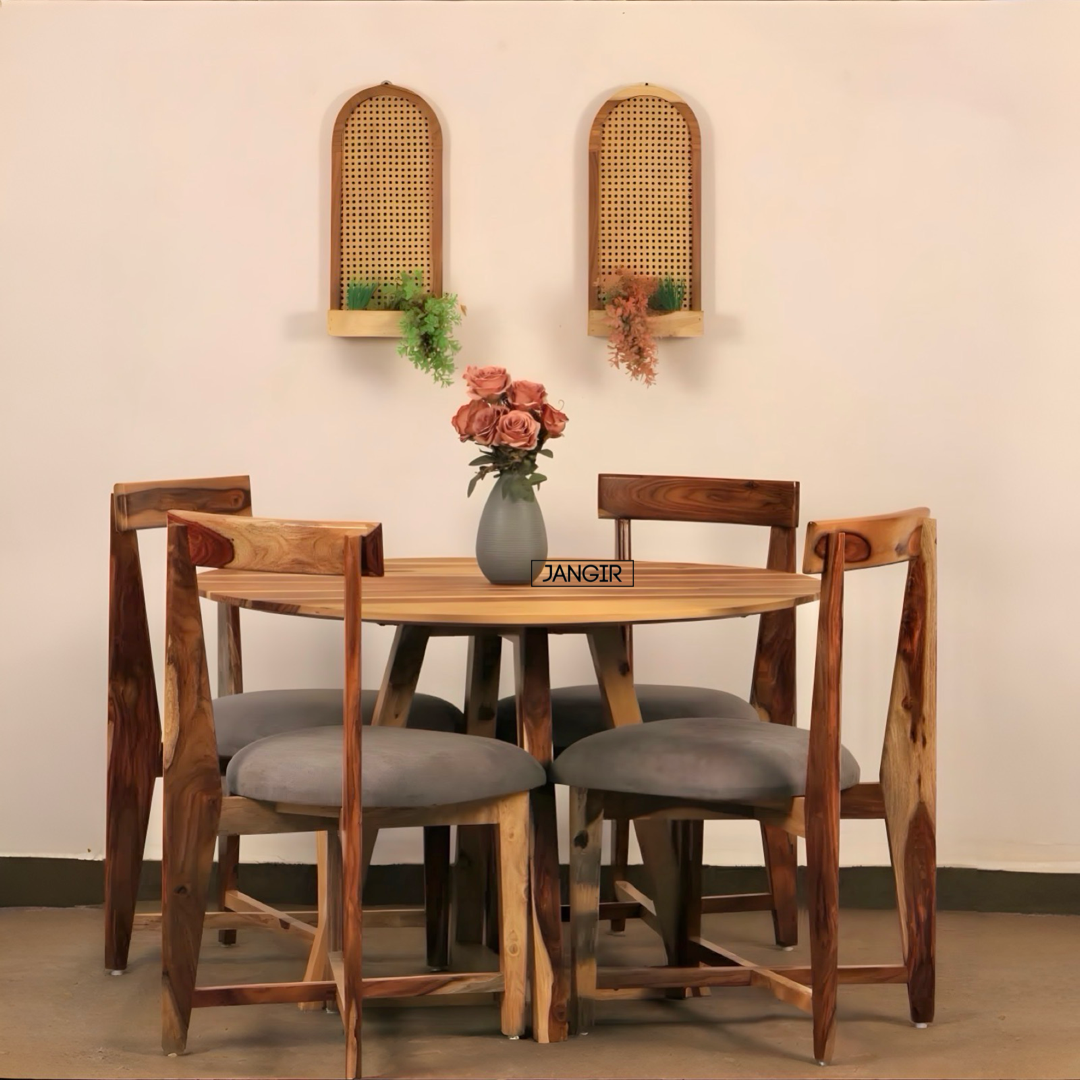 Elevate your dining space with the durable Sheesham Wood Round Table Set. Shop now for timeless elegance and quality near you in Bangalore
