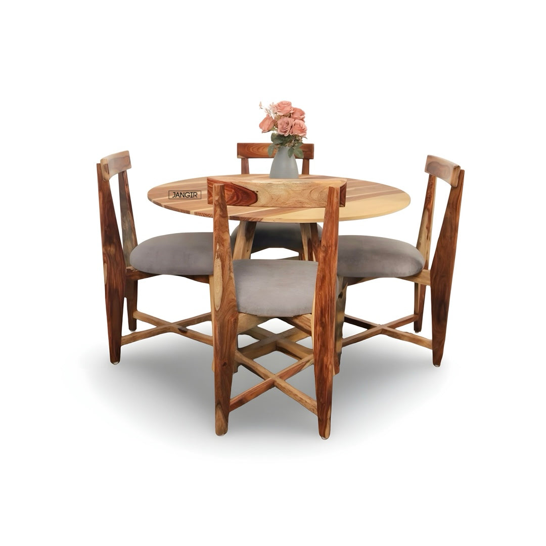 Elevate your dining space with the durable Sheesham Wood Round Table Set. Shop now for timeless elegance and quality near you in Bangalore