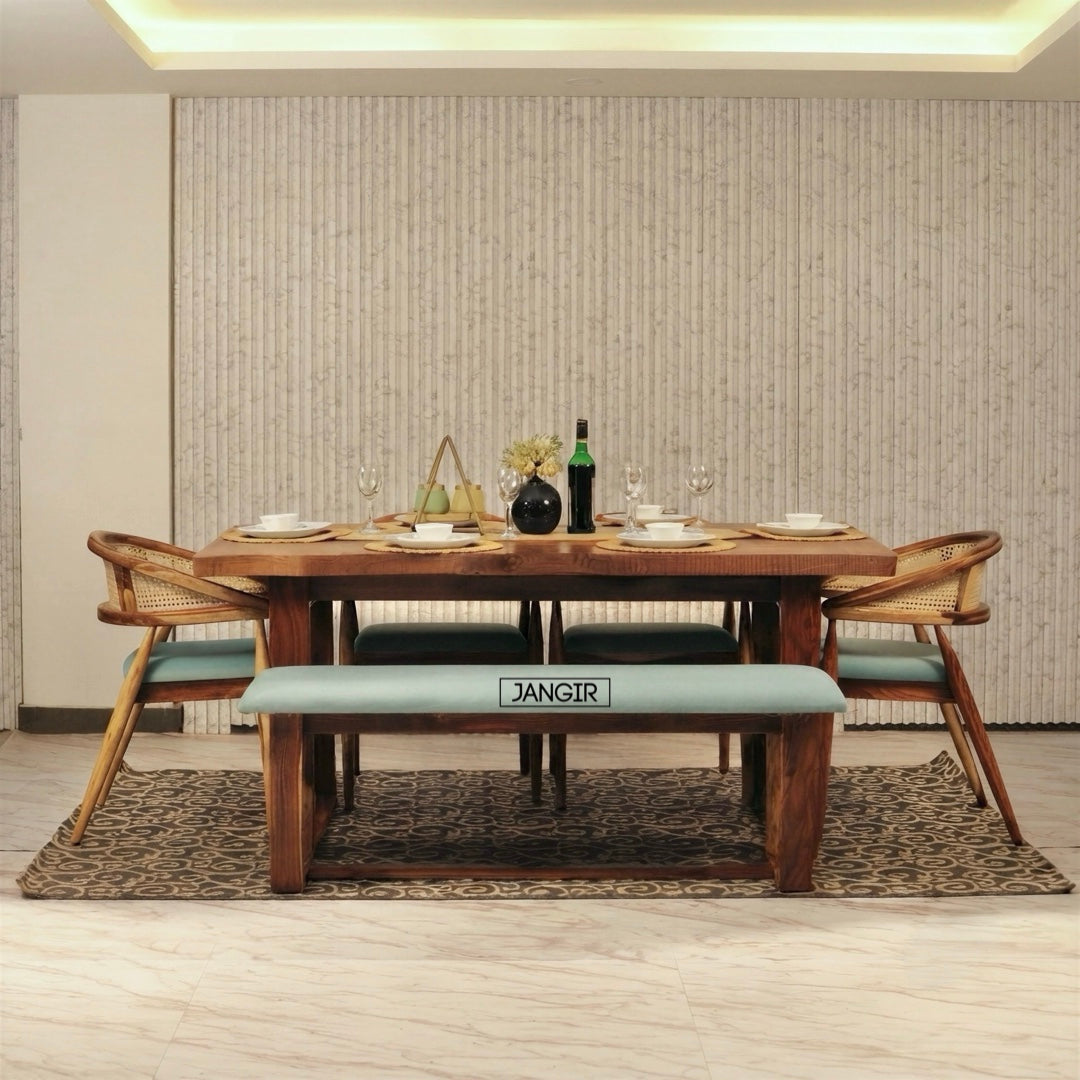 Comfort Live Edge Dining Table With Cane Chairs