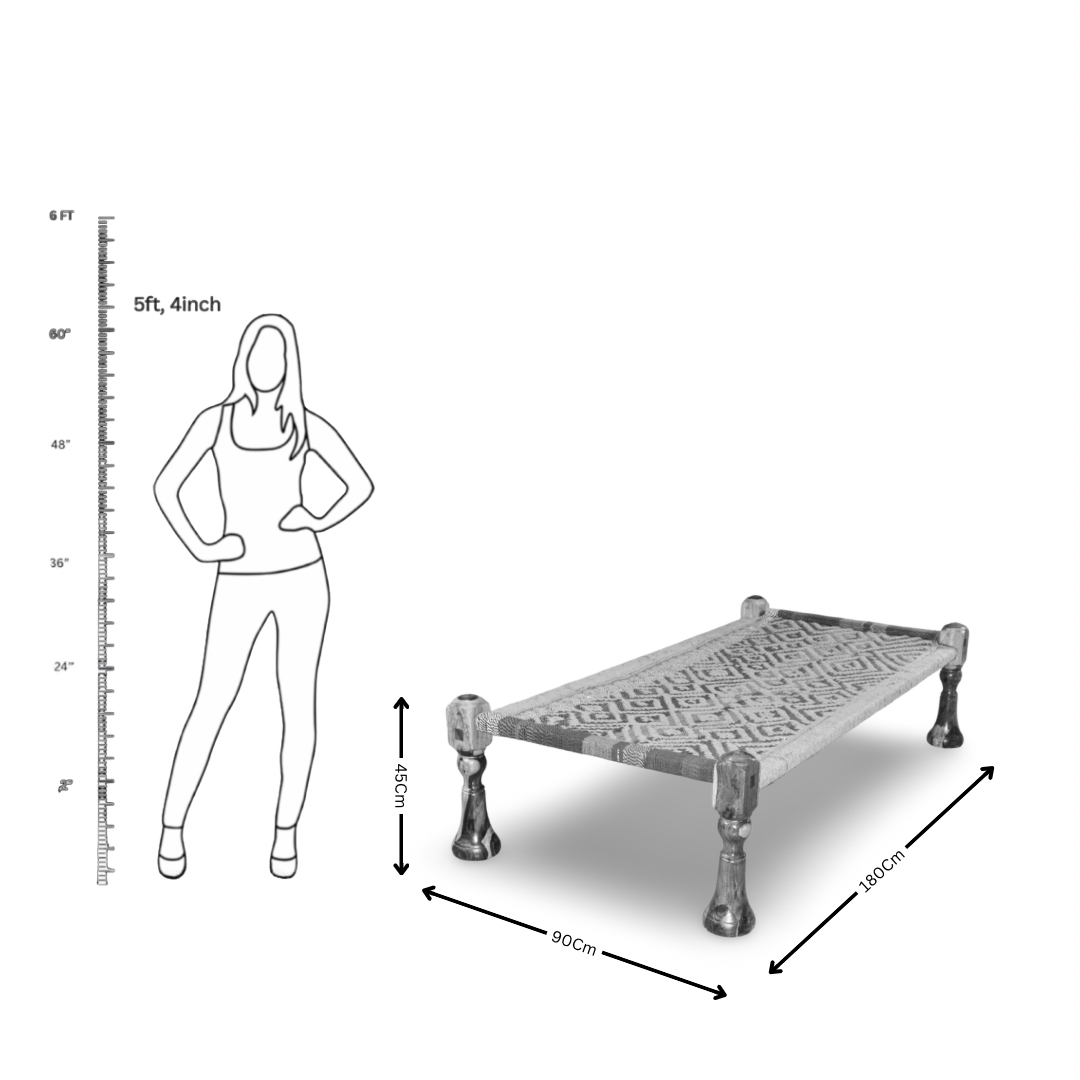 Explore our Natural Jute Weave Charpai Bed, sheesham wood made. Buy wooden charpai khatiya for living, balcony and outdoor online or near you in Bangalore