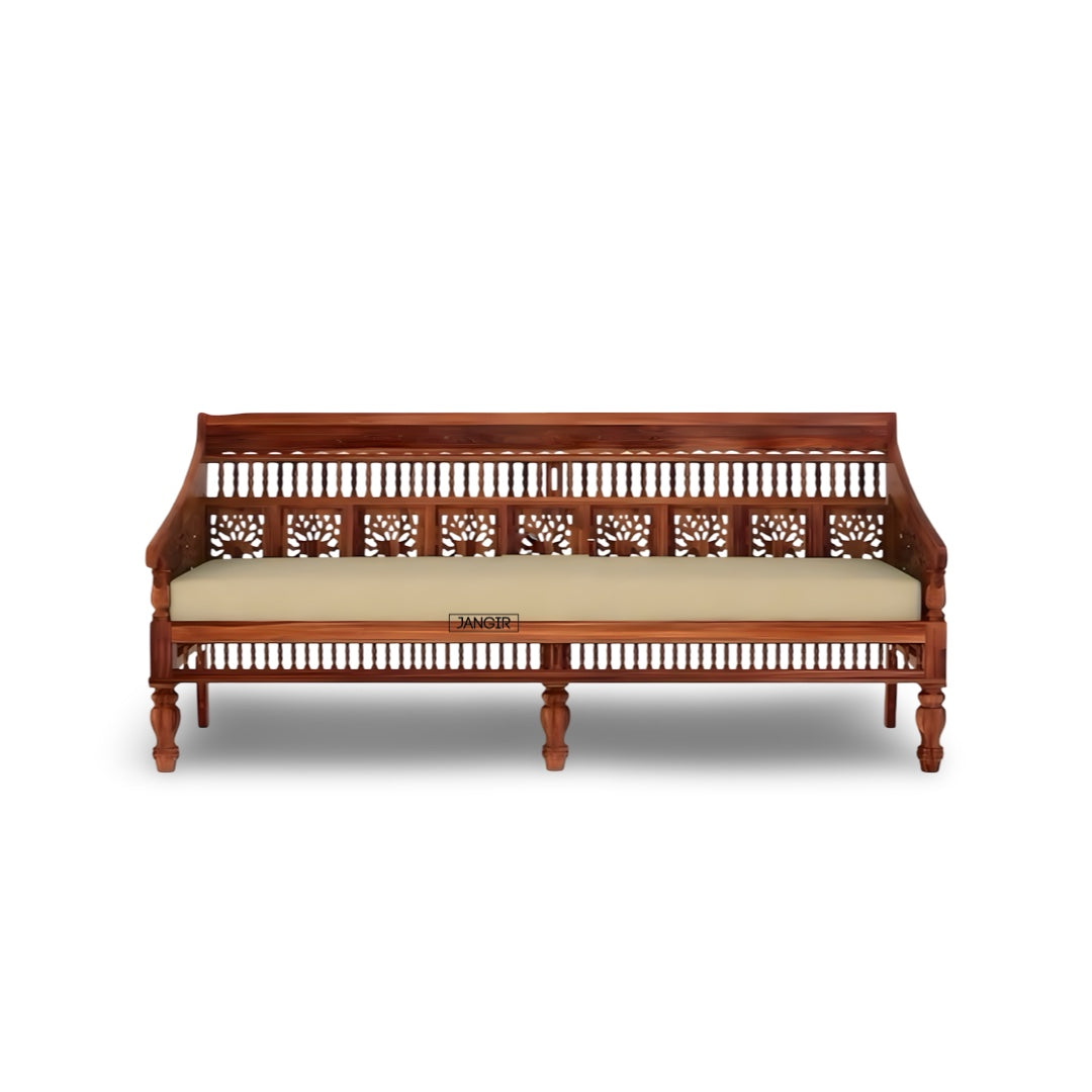 Discover the timeless beauty of our white rustic carved sofa. Made with sheesham wood, Adds elegance and charm to your living space with Antique Carved Sofa Set