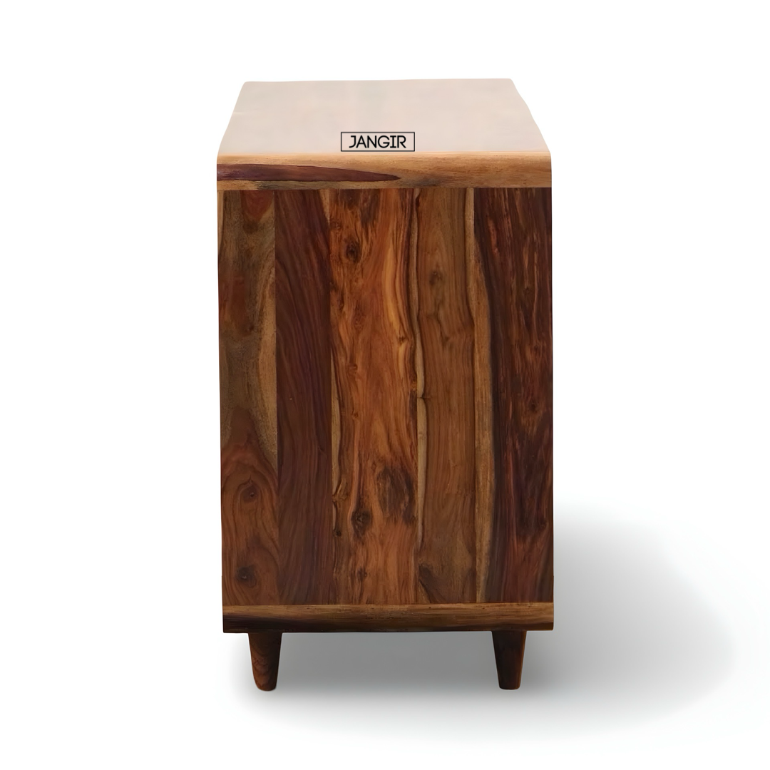 Elevate your home with the Parker Round Edge Cane Cabinet, sheesham wood made. Shop Rattan - Wicker Sideboard / cabinets online or near you in Bangalore today!