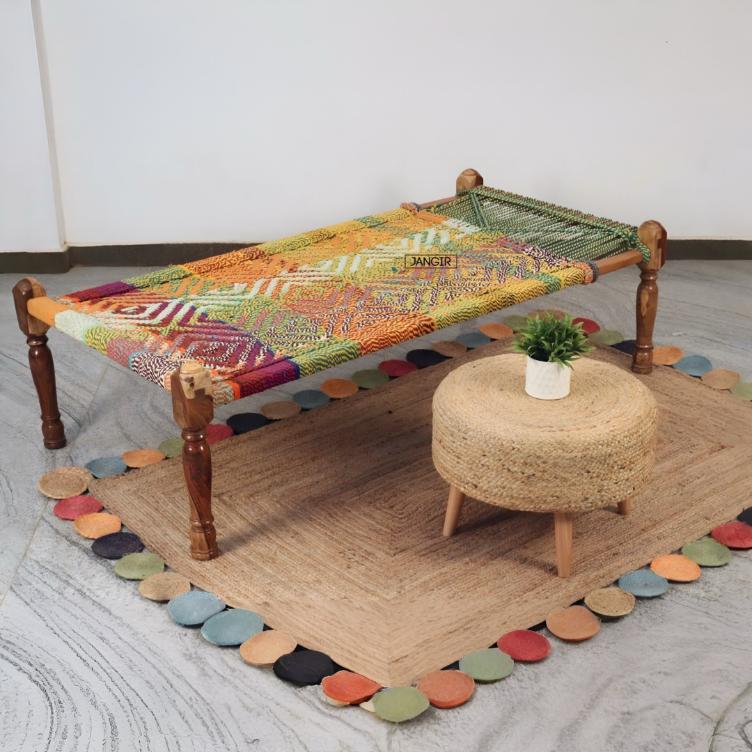 Discover our Multi Colour Charpai, made with sheesham wood. Buy authentic Rajasthani designs wooden charpai bed and Khatiya online near you at best price!