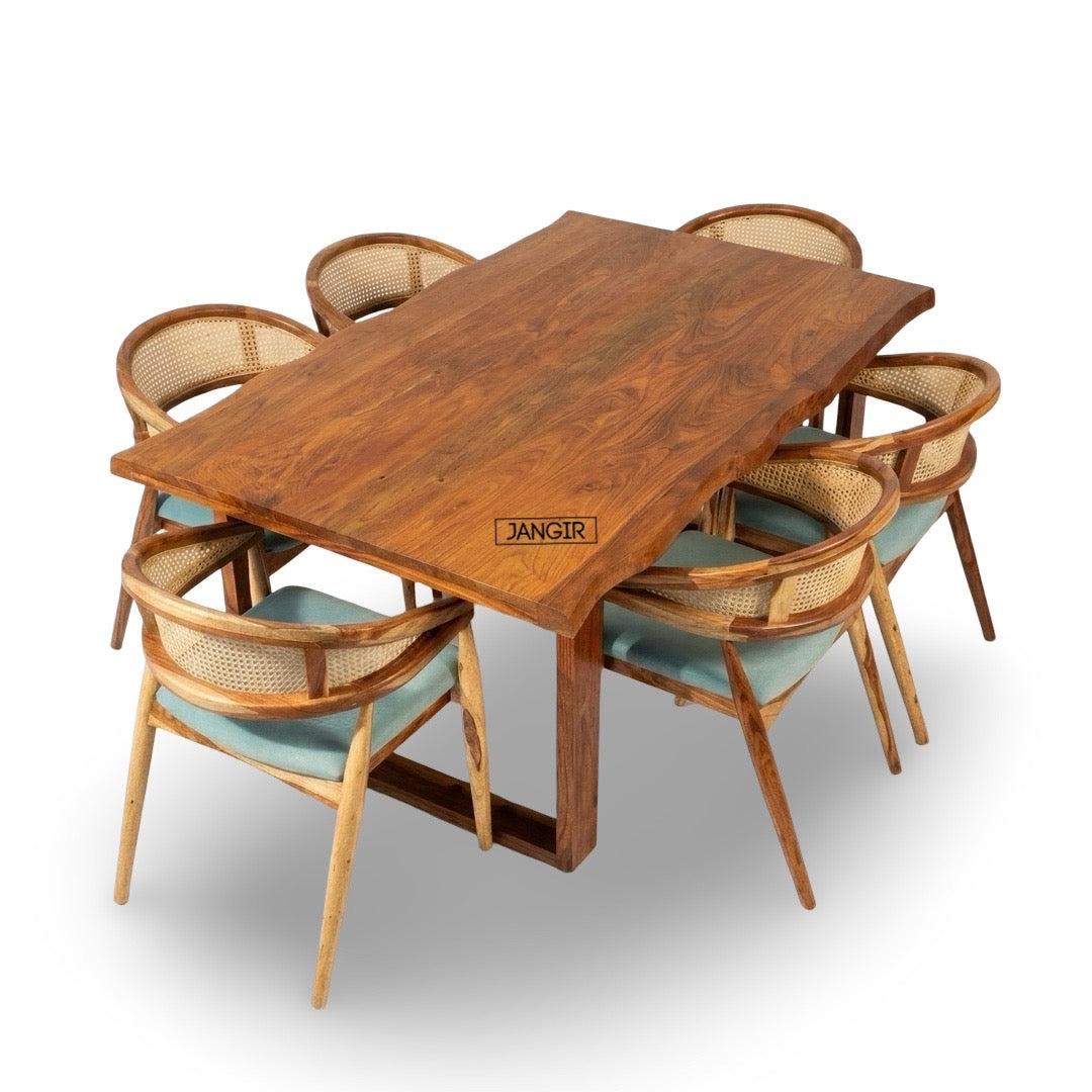 Comfort Live Edge Dining Table With Cane Chairs