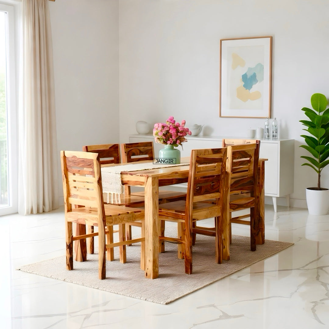 Apple Dining Table Set is perfect for any dining room, crafted with sheesham wood. Buy modern & budget friendly Dining table for your space in Bangalore !