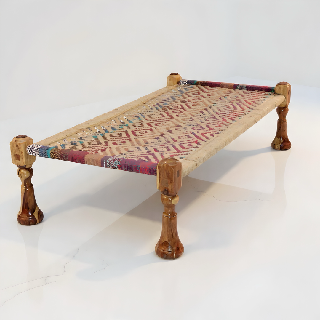Explore our Natural Jute Weave Charpai Bed, sheesham wood made. Buy wooden charpai khatiya for living, balcony and outdoor online or near you in Bangalore