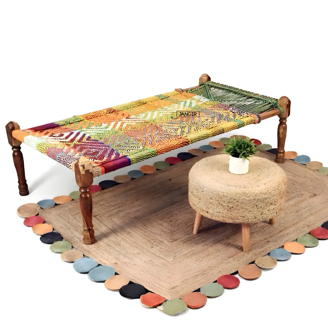 Discover our Multi Colour Charpai, made with sheesham wood. Buy authentic Rajasthani designs wooden charpai bed and Khatiya online near you at best price!