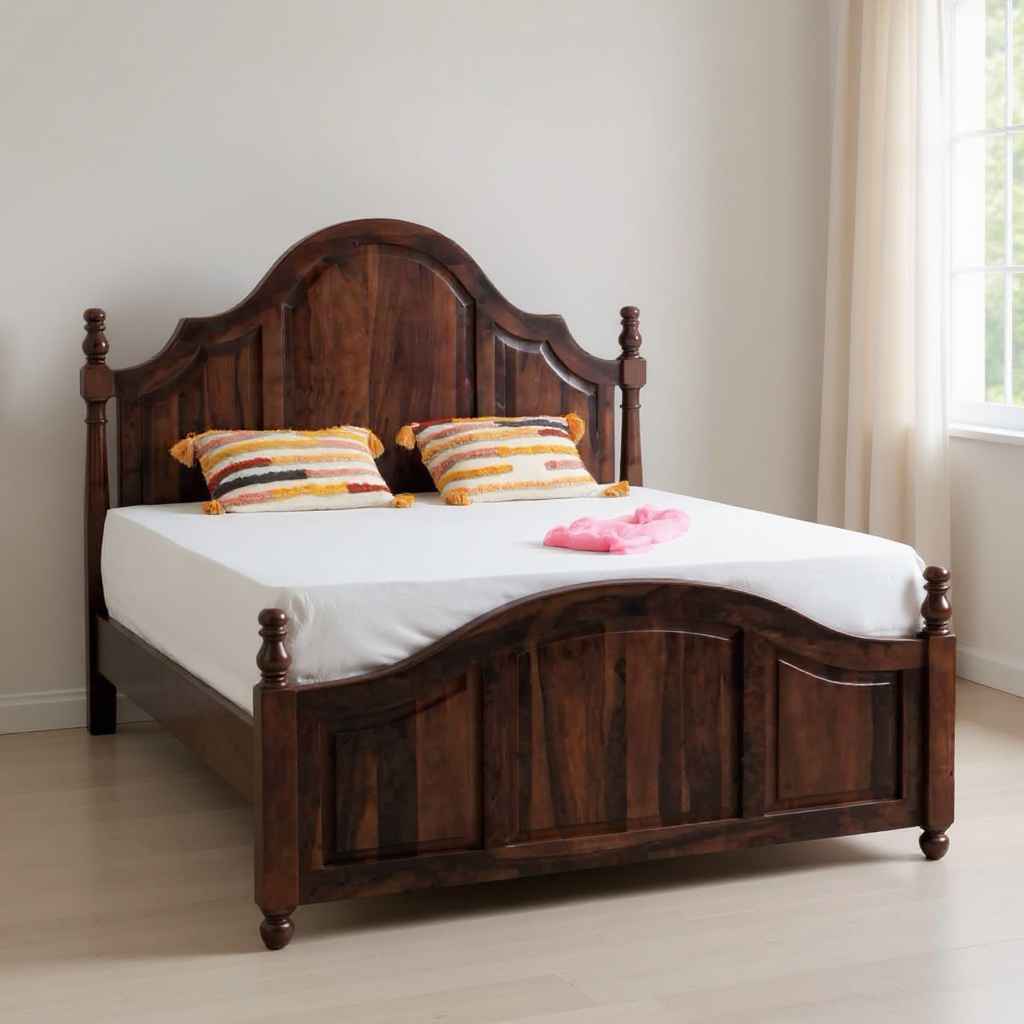 Discover the Royal Princess Sheesham Wood Bed with Storage. Buy Traditional poster bed in King or Queen size near you in Bangalore. Upgrade your bedroom now!