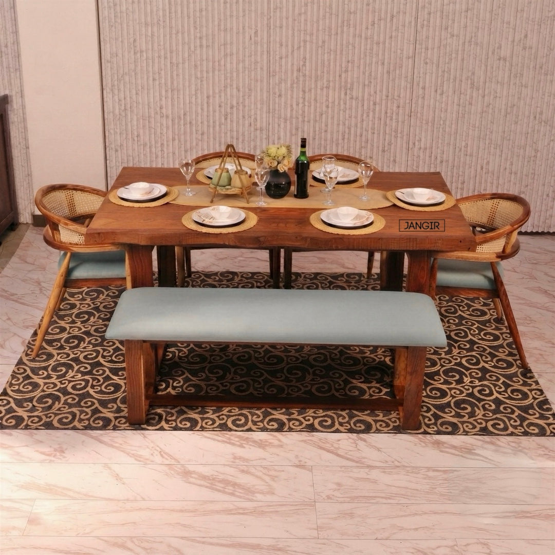 Comfort Live Edge Dining Table With Cane Chairs