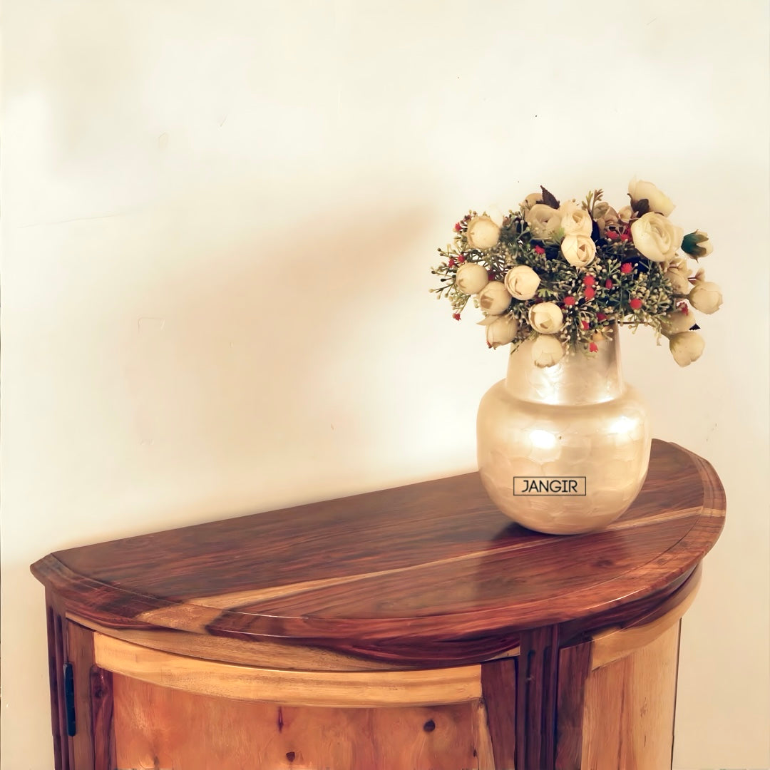 Add charm in living room with our sheesham wood Half Moon Rustic Wood Console Table. Buy console table with storage for entryway, hallway near you in Bangalore