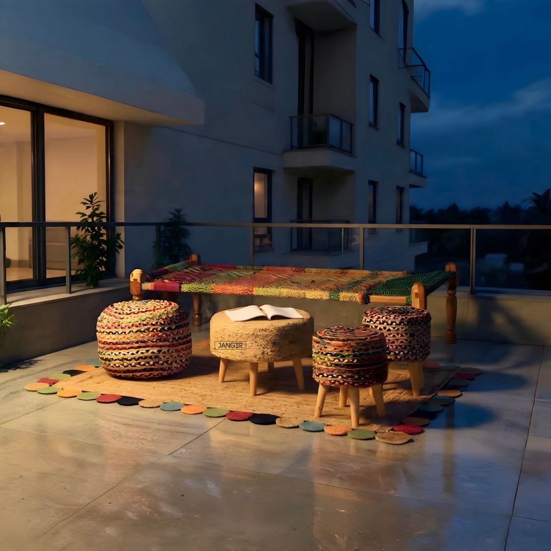 Explore our Natural Jute Weave Charpai Bed, sheesham wood made. Buy wooden charpai khatiya for living, balcony and outdoor online or near you in Bangalore