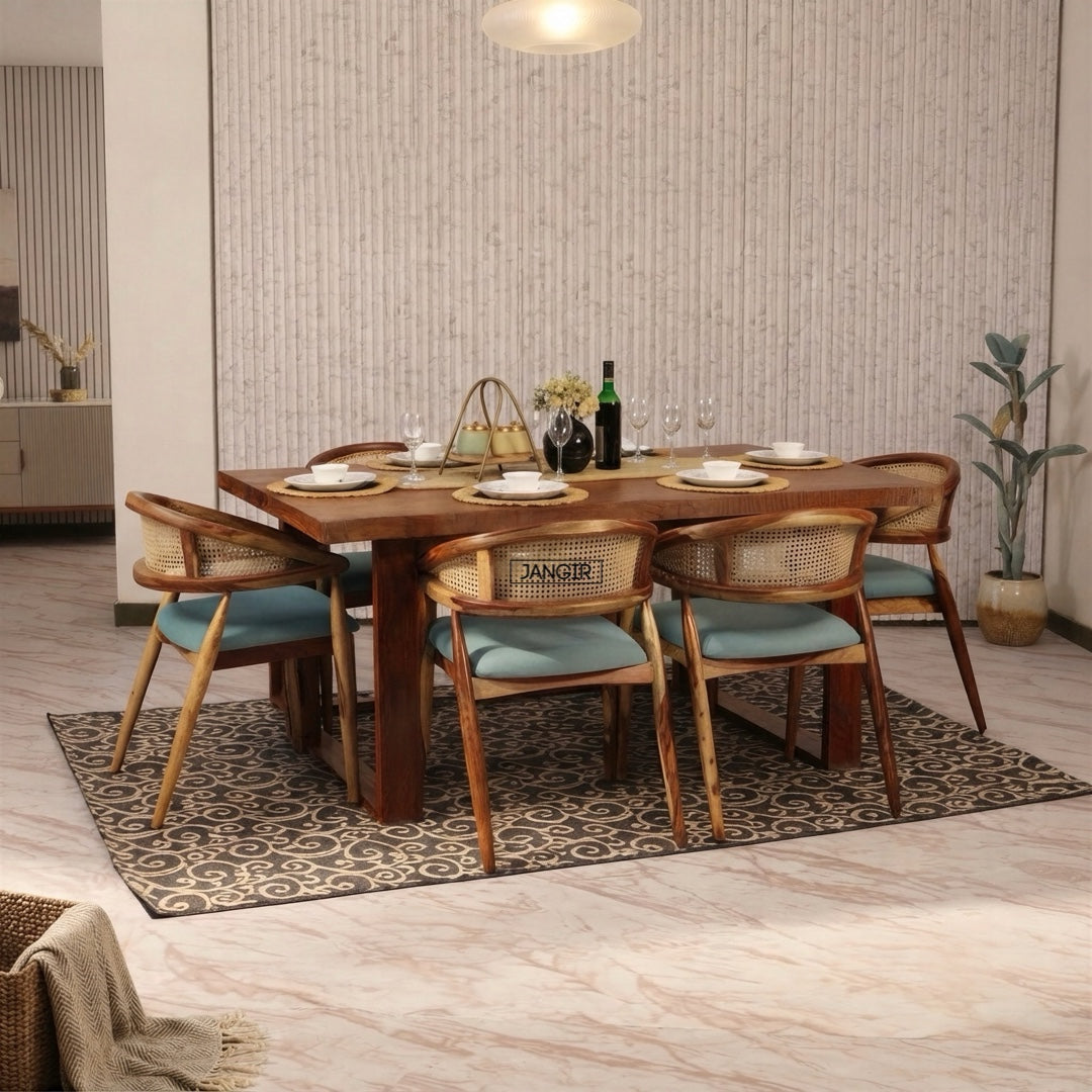 Comfort Live Edge Dining Table With Cane Chairs