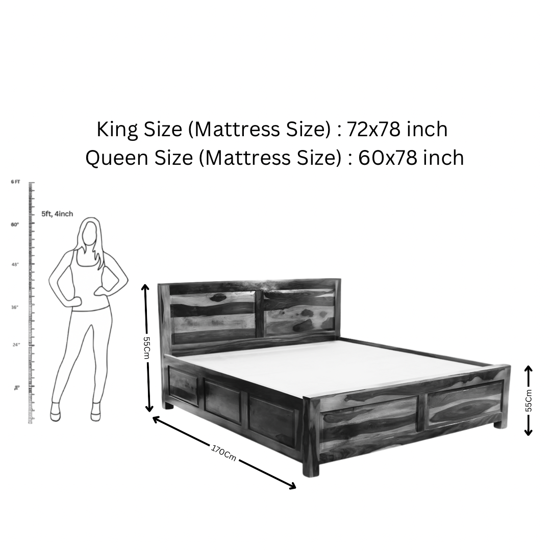 Discover the Dalla Sheesham Wood Storage Bed.  durable, elegant, available in king & queen sizes with storage. Shop now for best prices near you in Bangalore