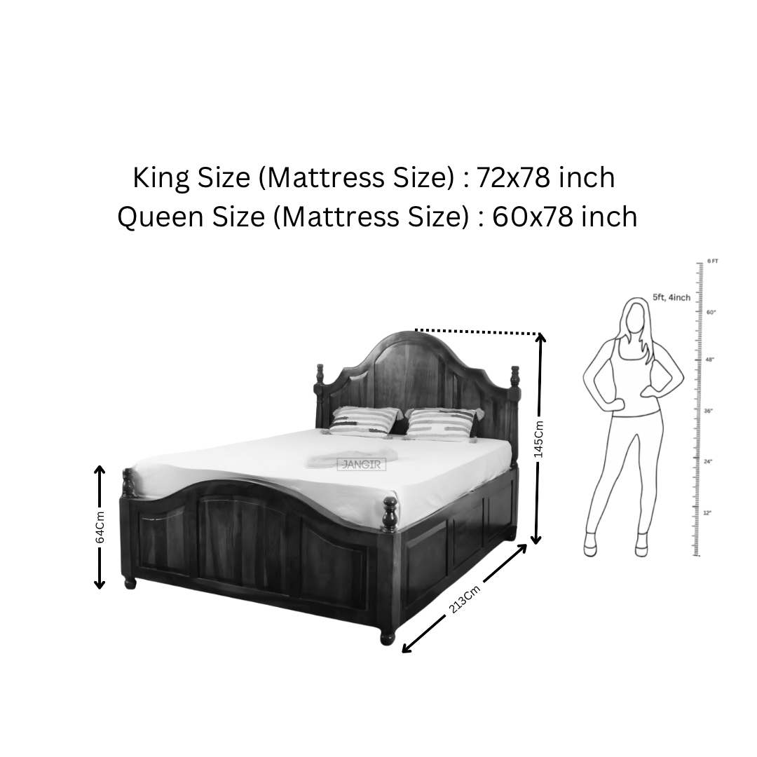 Discover the Royal Princess Sheesham Wood Bed with Storage. Buy Traditional poster bed in King or Queen size near you in Bangalore. Upgrade your bedroom now!