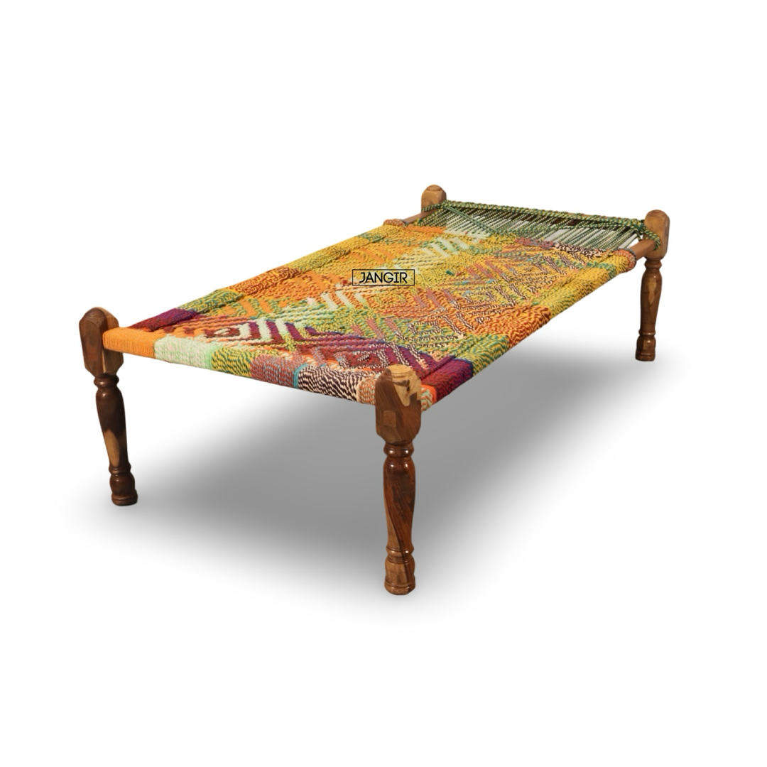 Discover our Multi Colour Charpai, made with sheesham wood. Buy authentic Rajasthani designs wooden charpai bed and Khatiya online near you at best price!