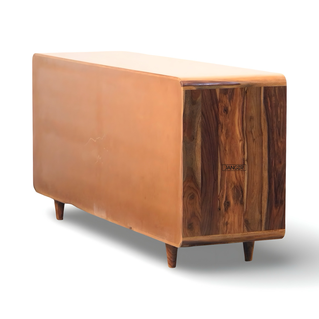 Elevate your home with the Parker Round Edge Cane Cabinet, sheesham wood made. Shop Rattan - Wicker Sideboard / cabinets online or near you in Bangalore today!