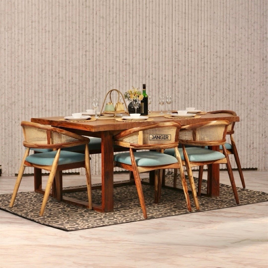 Comfort Live Edge Dining Table With Cane Chairs