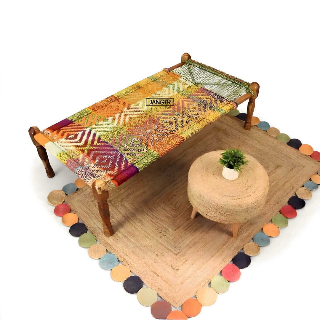 Discover our Multi Colour Charpai, made with sheesham wood. Buy authentic Rajasthani designs wooden charpai bed and Khatiya online near you at best price!