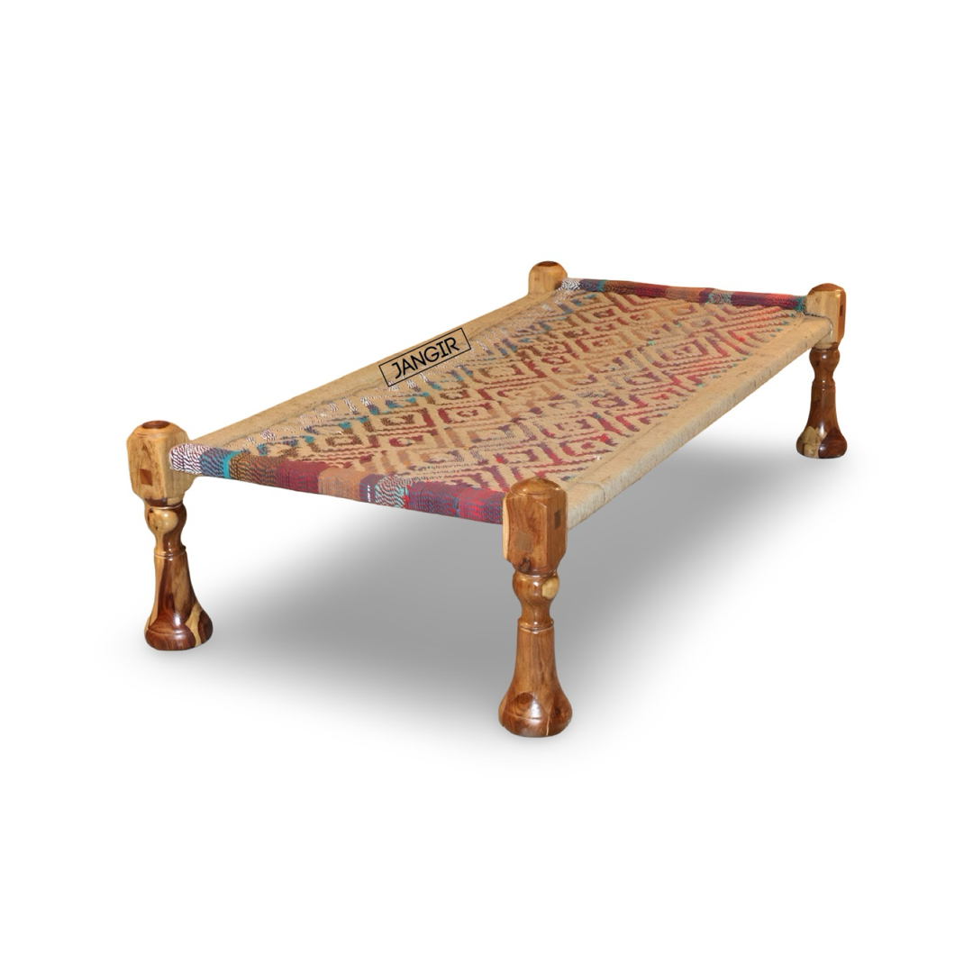 Explore our Natural Jute Weave Charpai Bed, sheesham wood made. Buy wooden charpai khatiya for living, balcony and outdoor online or near you in Bangalore